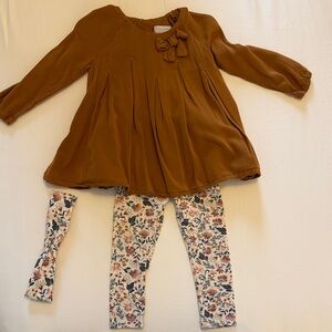 Tahari Brown Dress and Floral Leggings Set